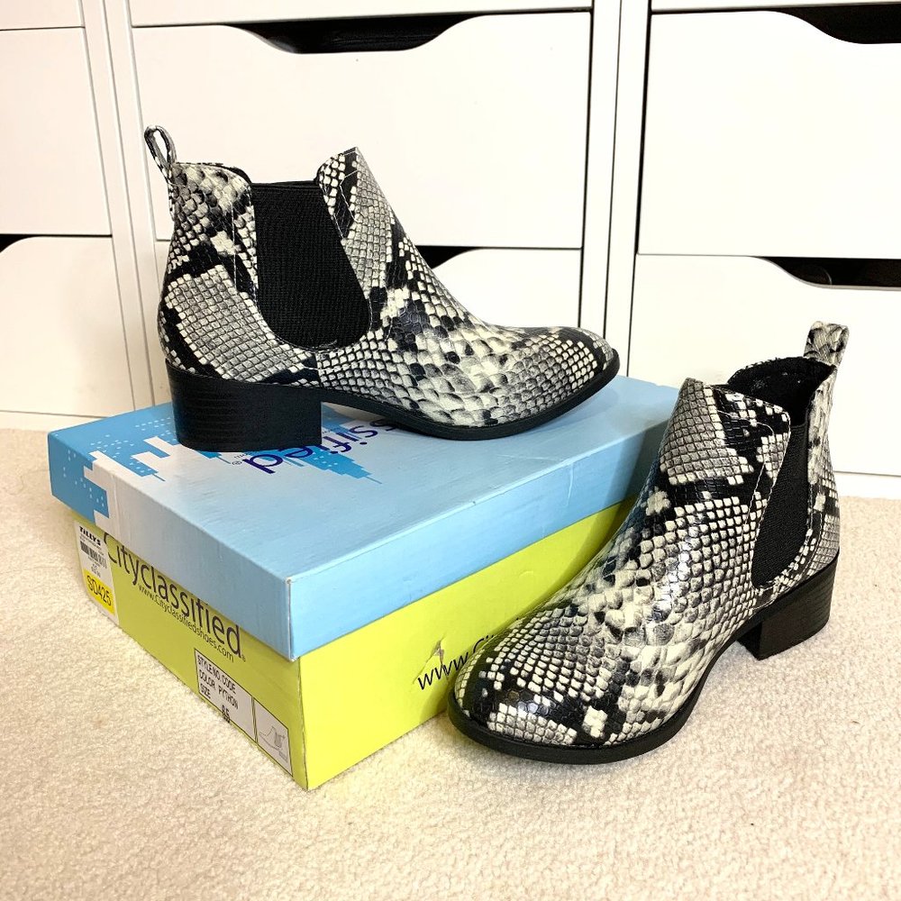 City Classified Snakeskin Chelsea Boots